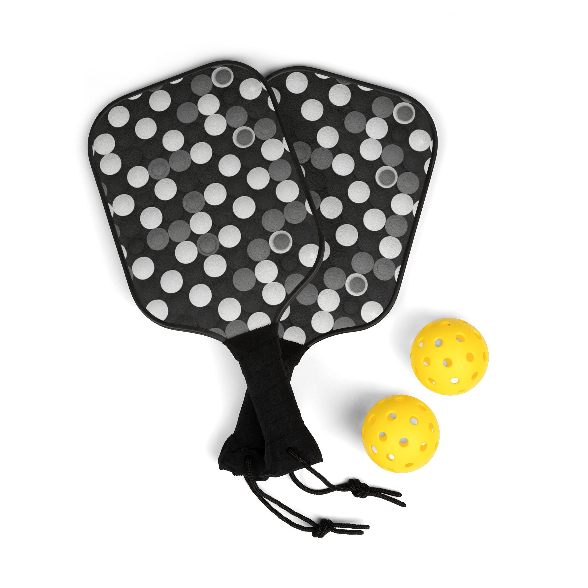Pickleball Paddles & Balls Set — Retro Polka Dot Pickleball Kit - Creations by Chris and Carlos