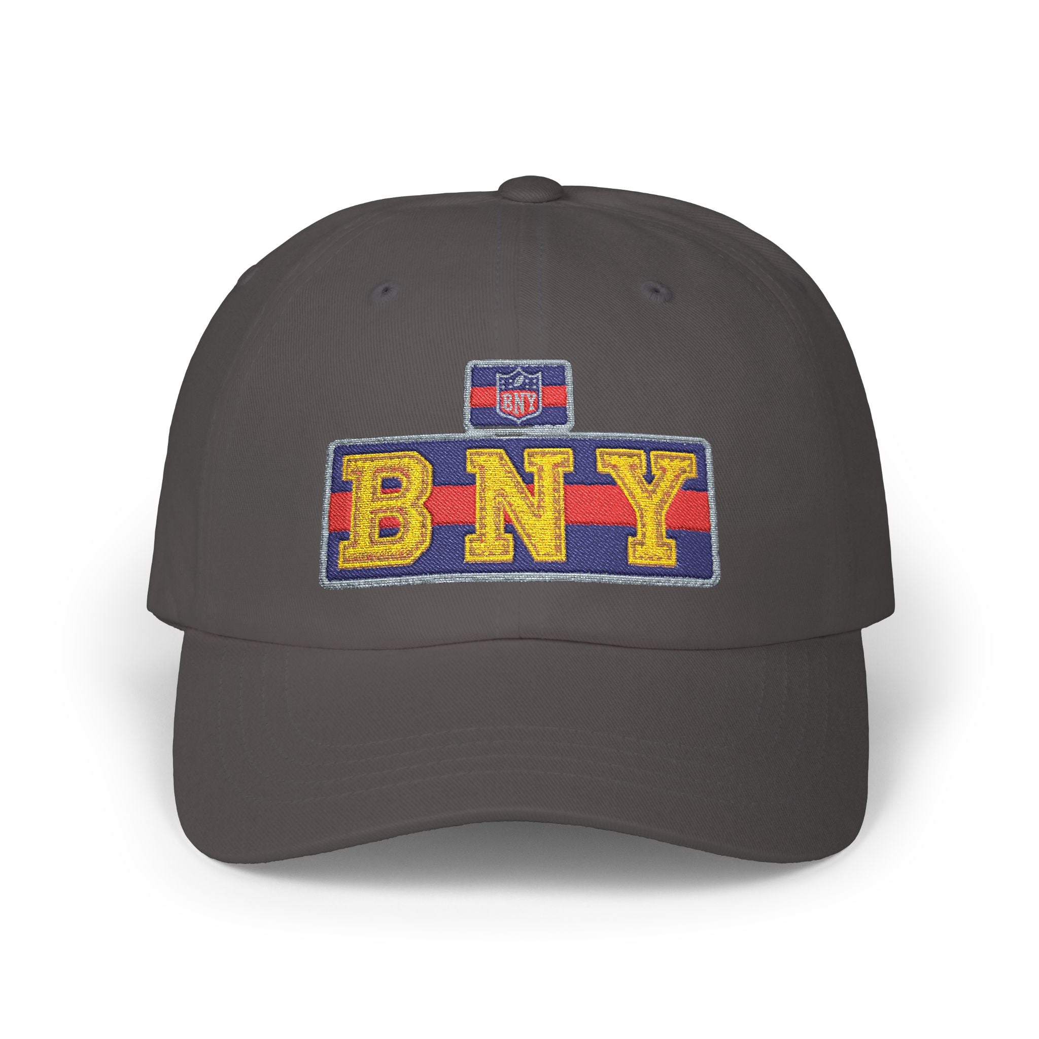 BNY Embroidered Dad Cap — Vintage Varsity Patch Baseball Hat - Creations by Chris and Carlos