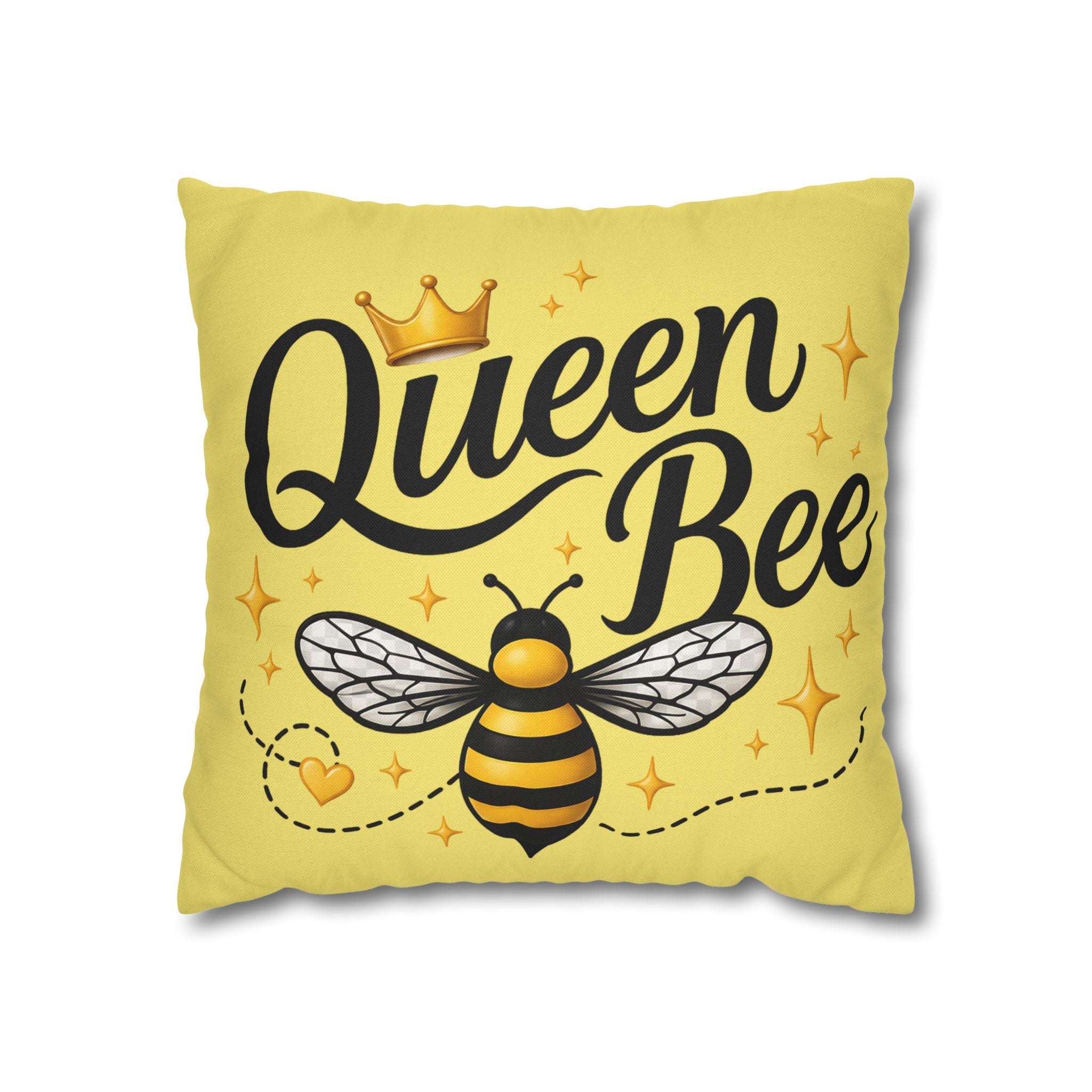 Honey Bee Decorative Pillowcase – Yellow Floral Bee Accent Cushion Cover - Creations by Chris and Carlos