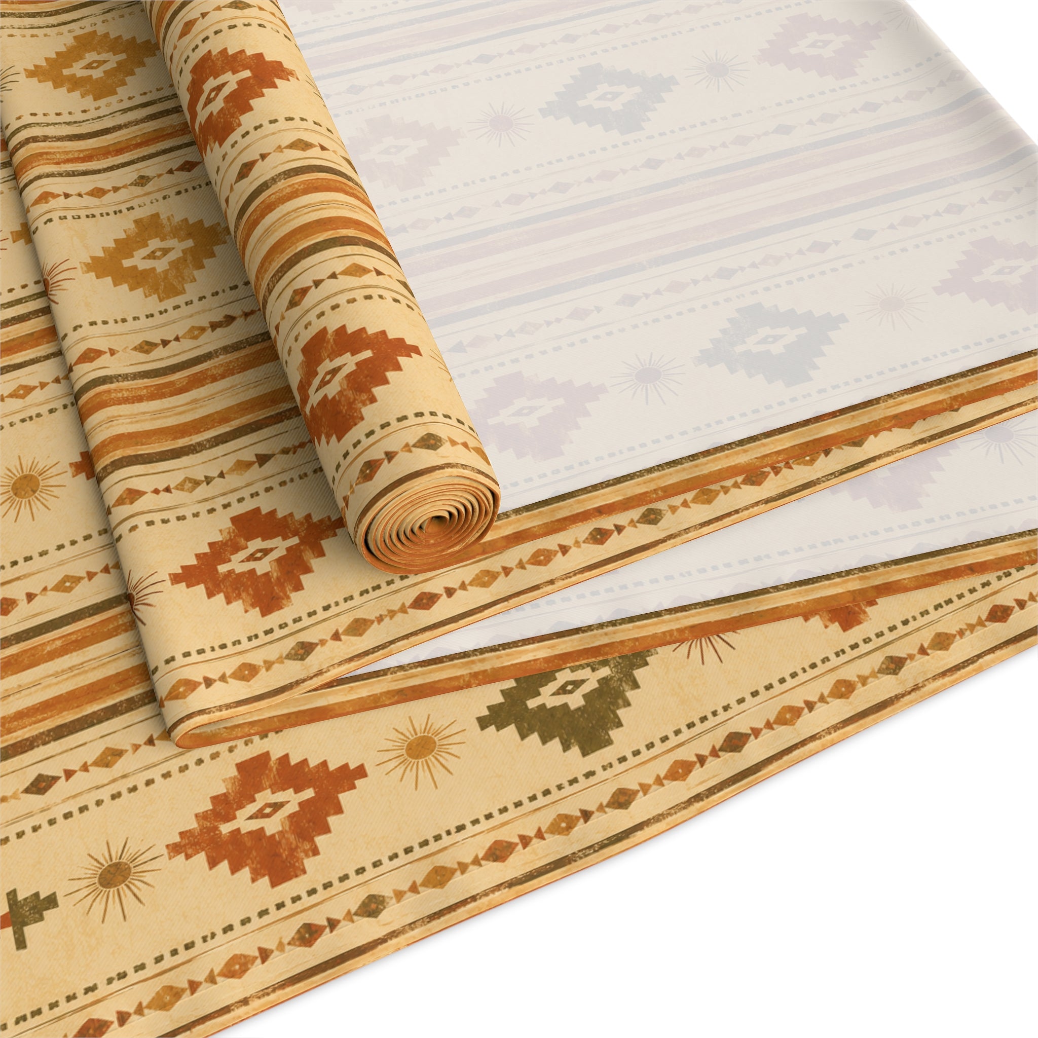 Southwestern Stripe Table Runner — Rustic Aztec Cotton-Poly Accent - Creations by Chris and Carlos