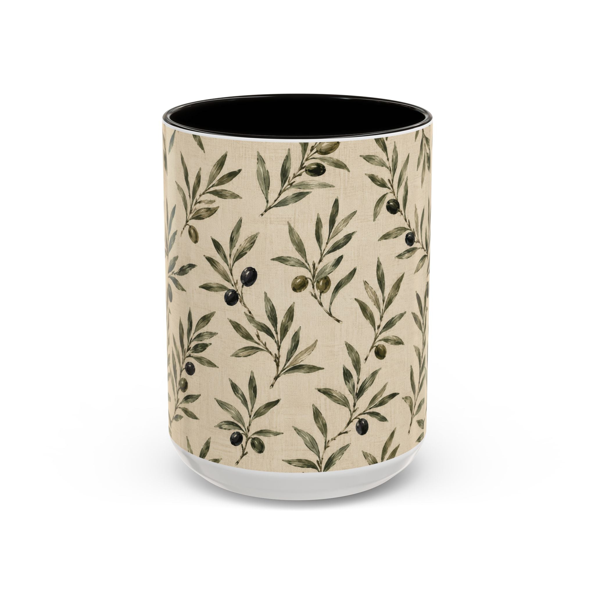 Olive Branch Pattern Ceramic Mug (11oz, 15oz) - Creations by Chris and Carlos