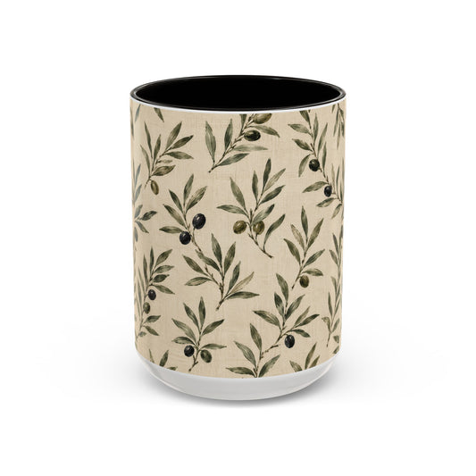 Olive Branch Pattern Ceramic Mug (11oz, 15oz) - Creations by Chris and Carlos