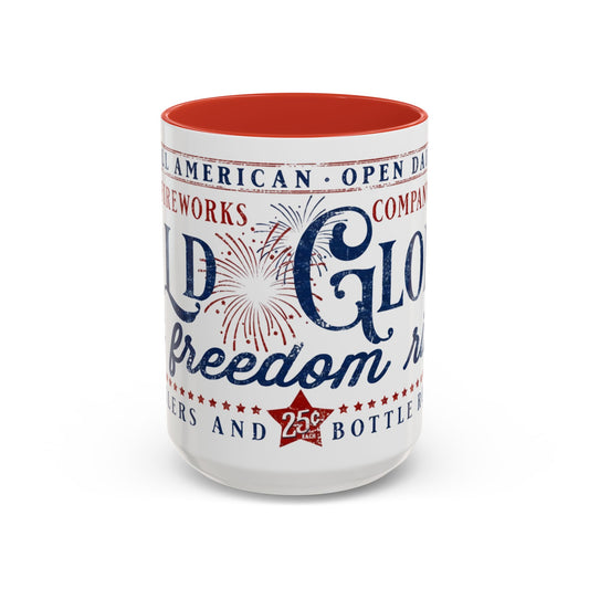 Patriotic 'Land of Glory' Accent Coffee Mug – Vintage 4th of July Americana Design - Creations by Chris and Carlos