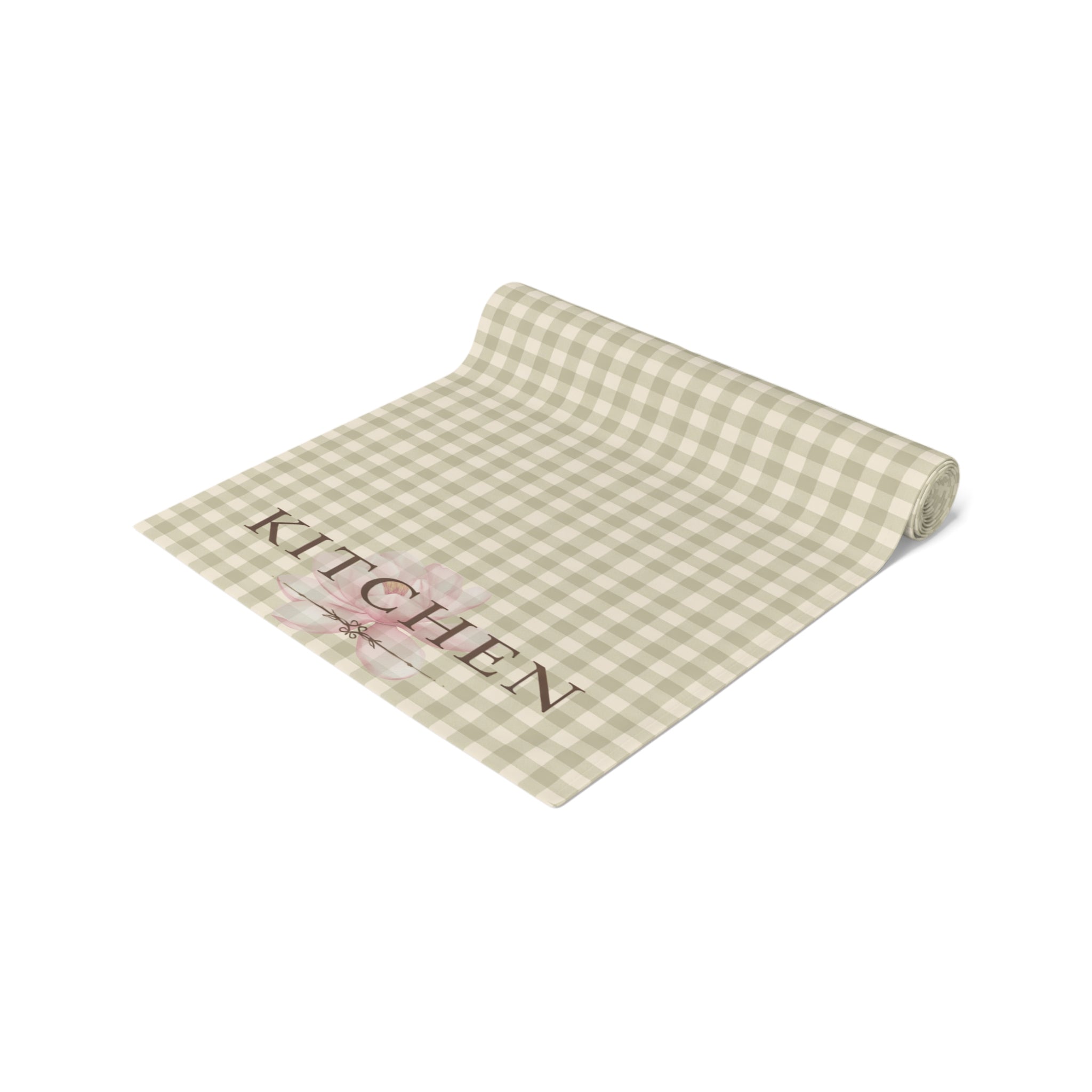 Farmhouse Gingham Table Runner — "Kitchen" Cotton-Blend Decor - Creations by Chris and Carlos