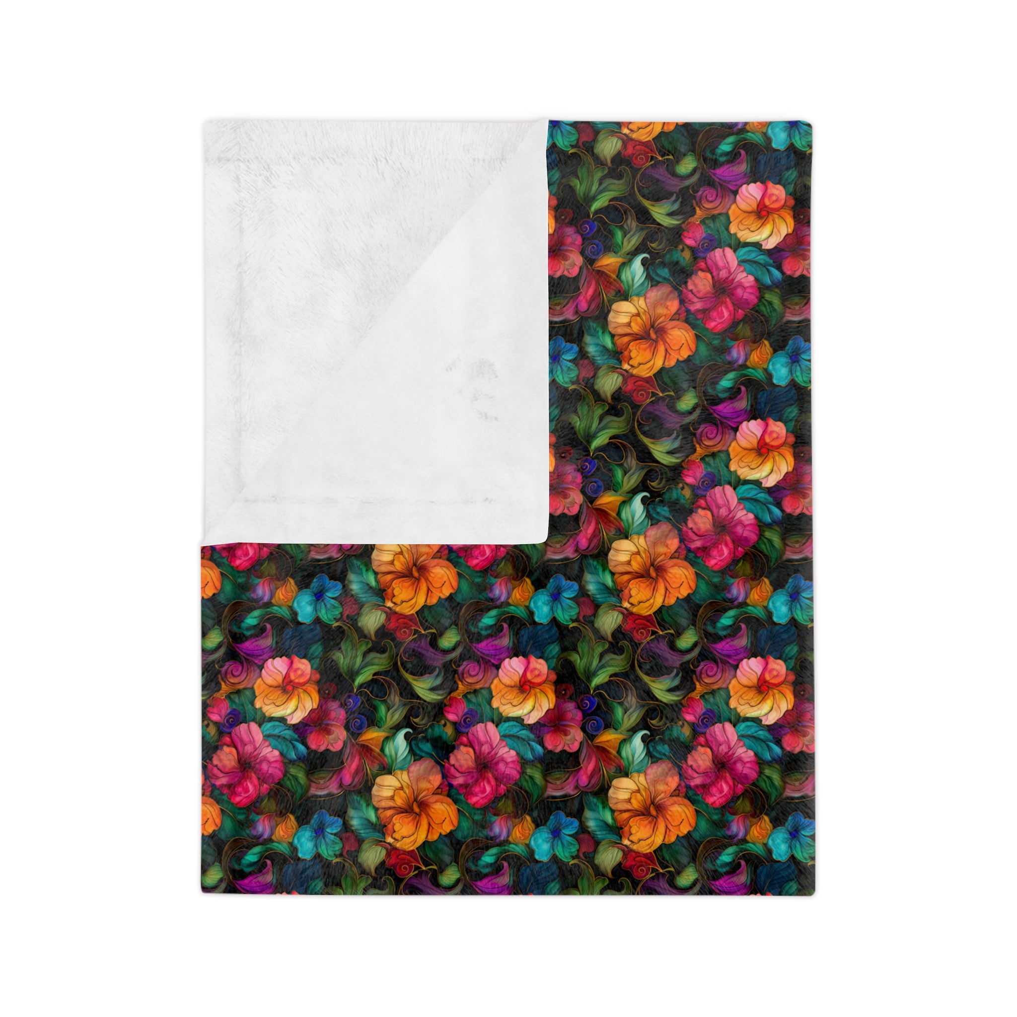 Sol y Alegría (Sun and Joy) Collection-Floral Velvet Microfiber Blanket Colorful Tropical Bloom Throw - Creations by Chris and Carlos