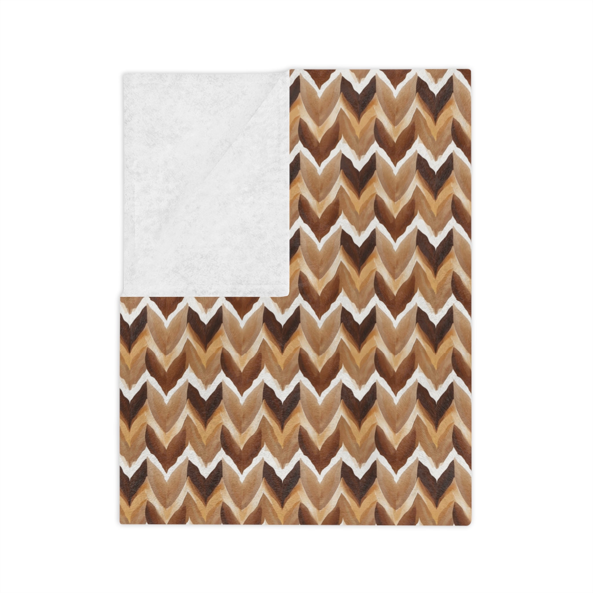 Chevron Knit Velvet Throw Blanket — Cozy Brown Microfiber Blanket - Creations by Chris and Carlos