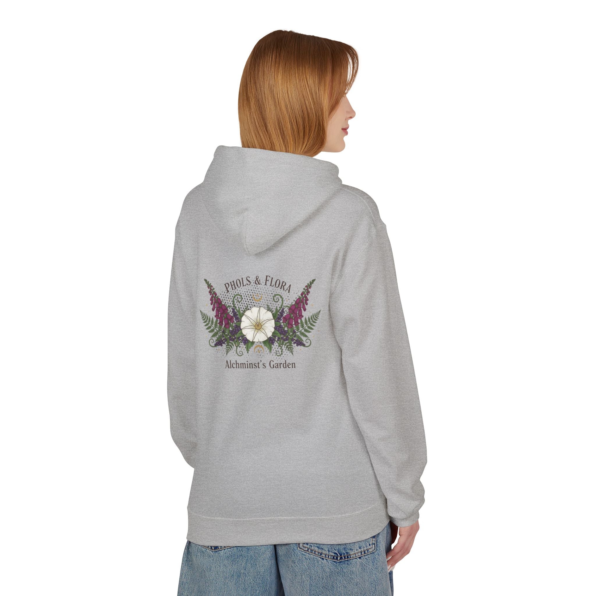 Botanical Alchemist Hoodie — Phols & Flora "Alchimist’s Garden" Floral Back Print - Creations by Chris and Carlos
