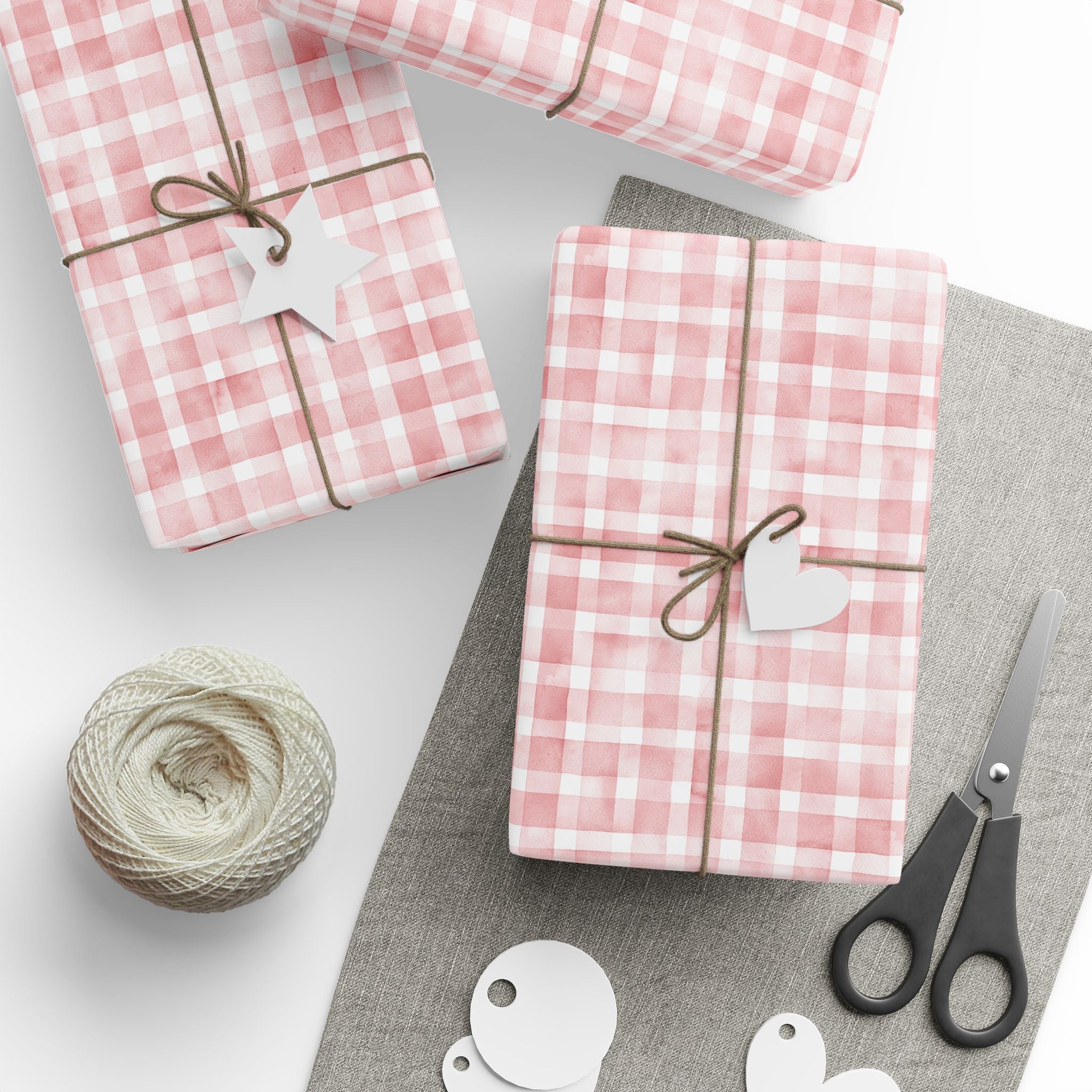 Pink Buffalo Check Wrapping Paper Roll — Classic Gingham Gift Wrap for Birthdays, Baby Showers, and Bridal Showers - Creations by Chris and Carlos