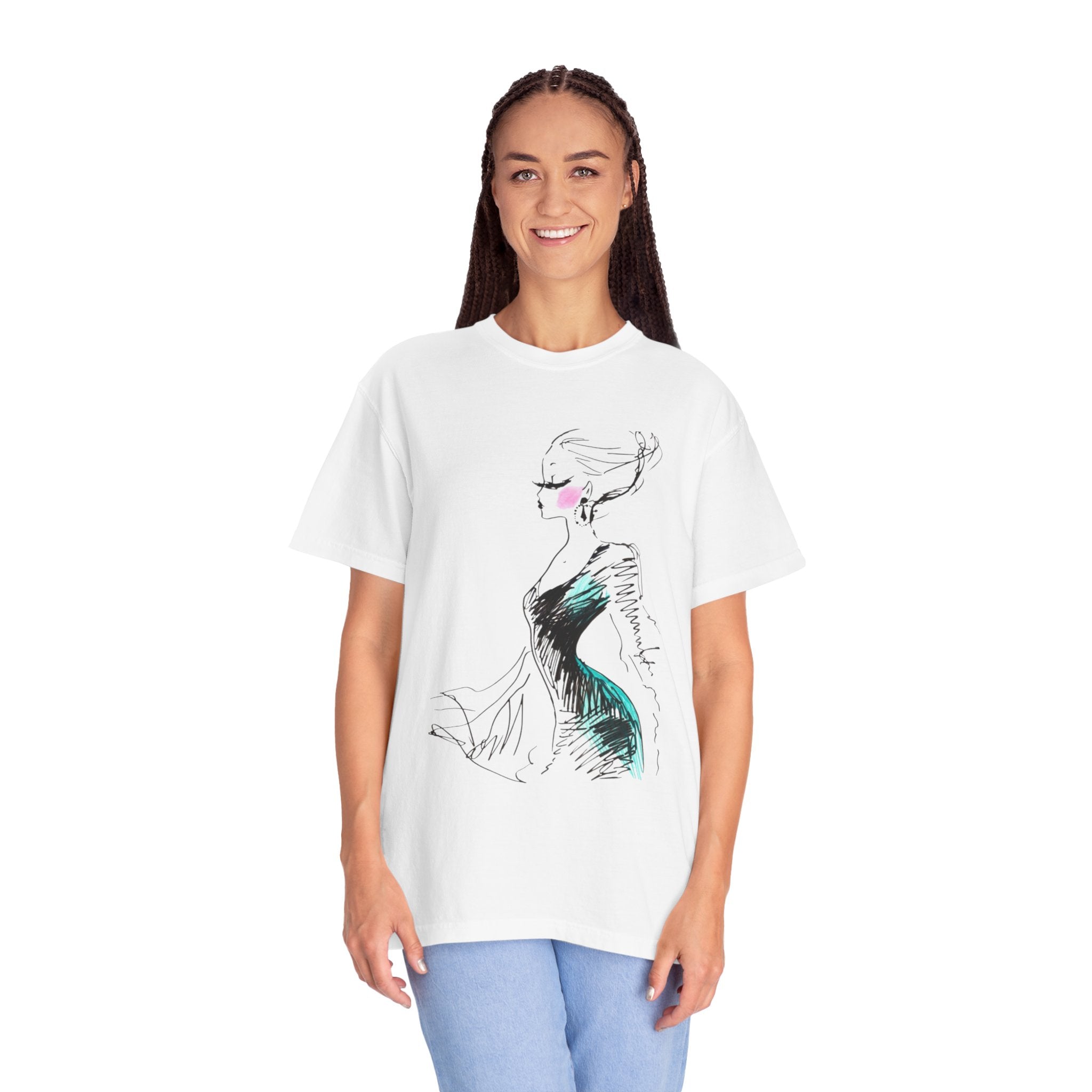 Fashion Sketch T-Shirt – Hand-Drawn Dress Illustration Tee - Creations by Chris and Carlos
