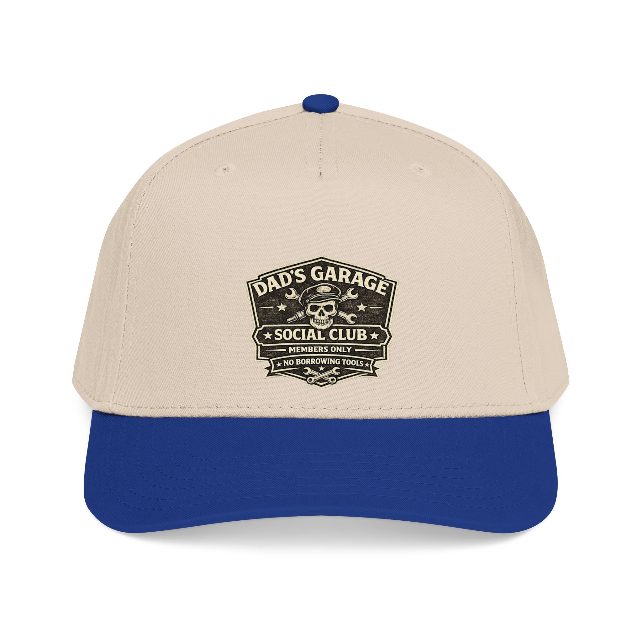 Dad's Garage Social Club Baseball Cap — Vintage Mechanic Snapback Hat - Creations by Chris and Carlos