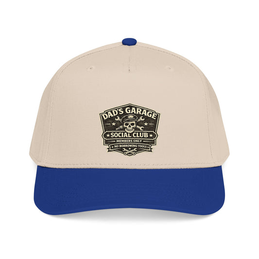 Dad's Garage Social Club Baseball Cap — Vintage Mechanic Snapback Hat - Creations by Chris and Carlos