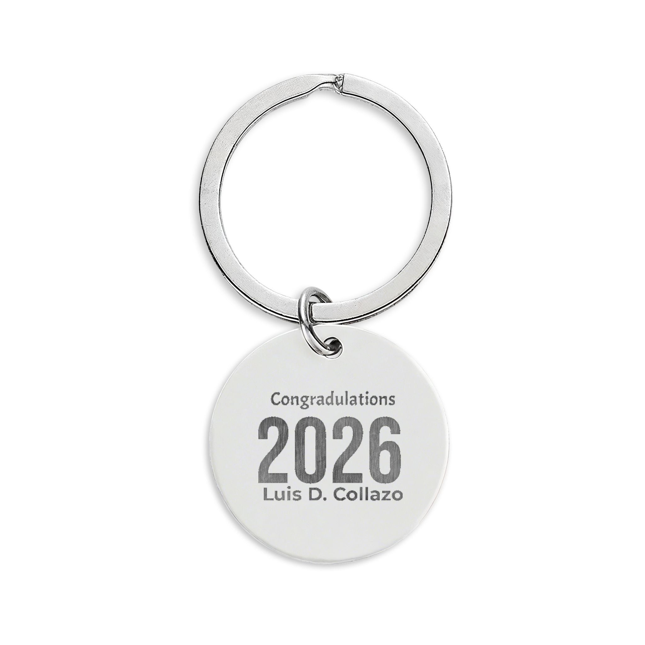 2026 Graduation Stainless Steel Round Keychain — Engraved 'Congratulations 2026' Keepsake - Creations by Chris and Carlos