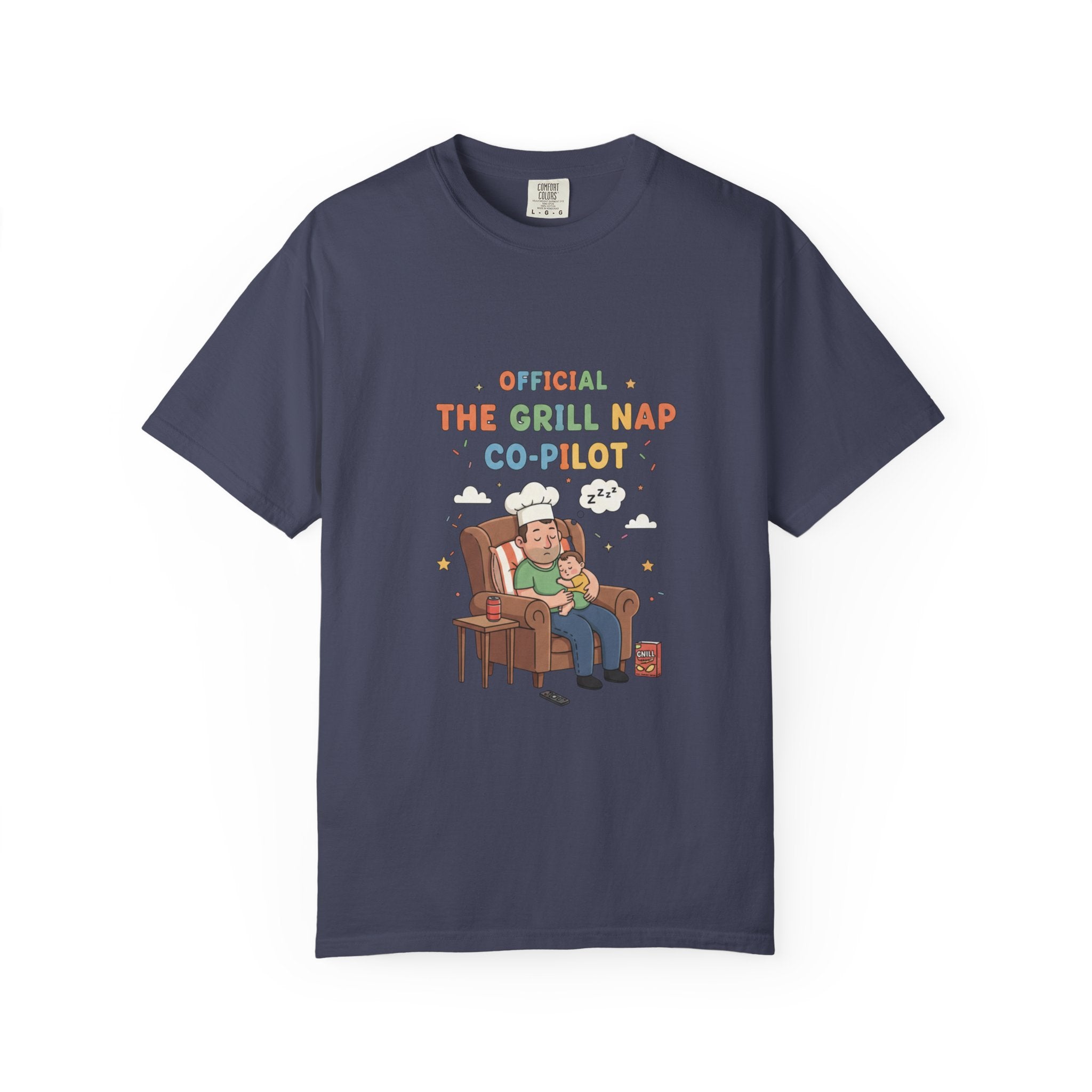 T-Shirt — "Official Grill Nap Co Pilot" Funny Retro Graphic Tee - Creations by Chris and Carlos