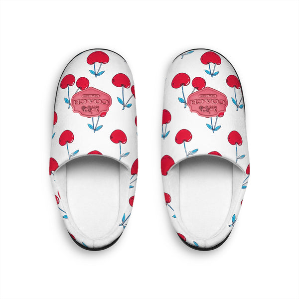 Coach New York- Cherries Cute Floral Pattern Women's Indoor Slippers - Creations by Chris and Carlos