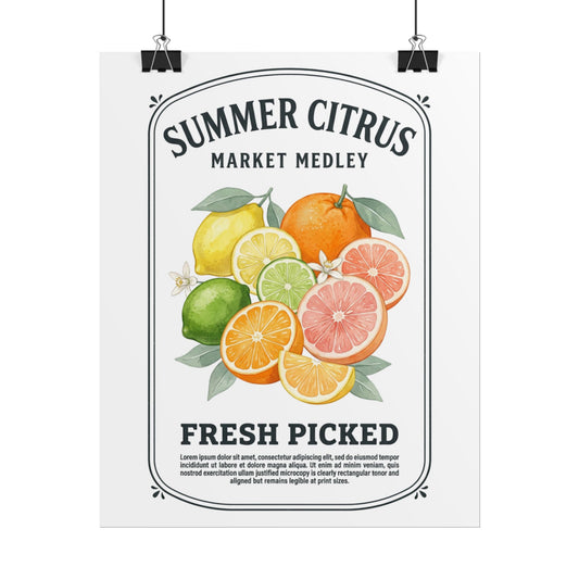 Summer Citrus Poster - Fresh Picked Market Medley Wall Art - Creations by Chris and Carlos