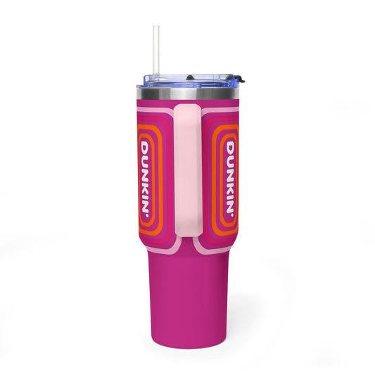 40oz Pink Retro Coffee Tumbler with 'Dunkin' Logo - Creations by Chris and Carlos