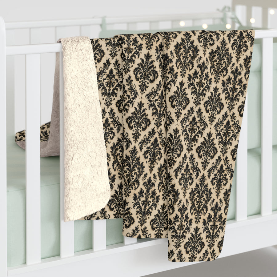Vintage Damask Sherpa Blanket – Old Soul Halloween Hollow™ | Black Lantern Society