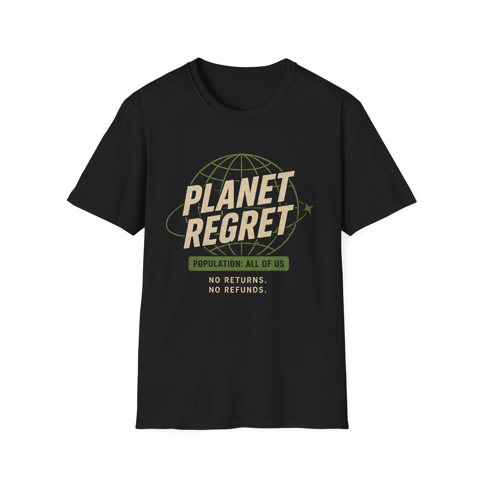 Planet Regret Graphic T-Shirt — Eco-Sarcastic Earth Awareness Tee - Creations by Chris and Carlos
