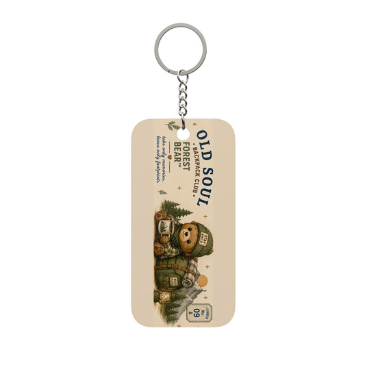 Old Soul Camping Keychain — Double-Sided Vintage Bear & Tent Charm - Creations by Chris and Carlos
