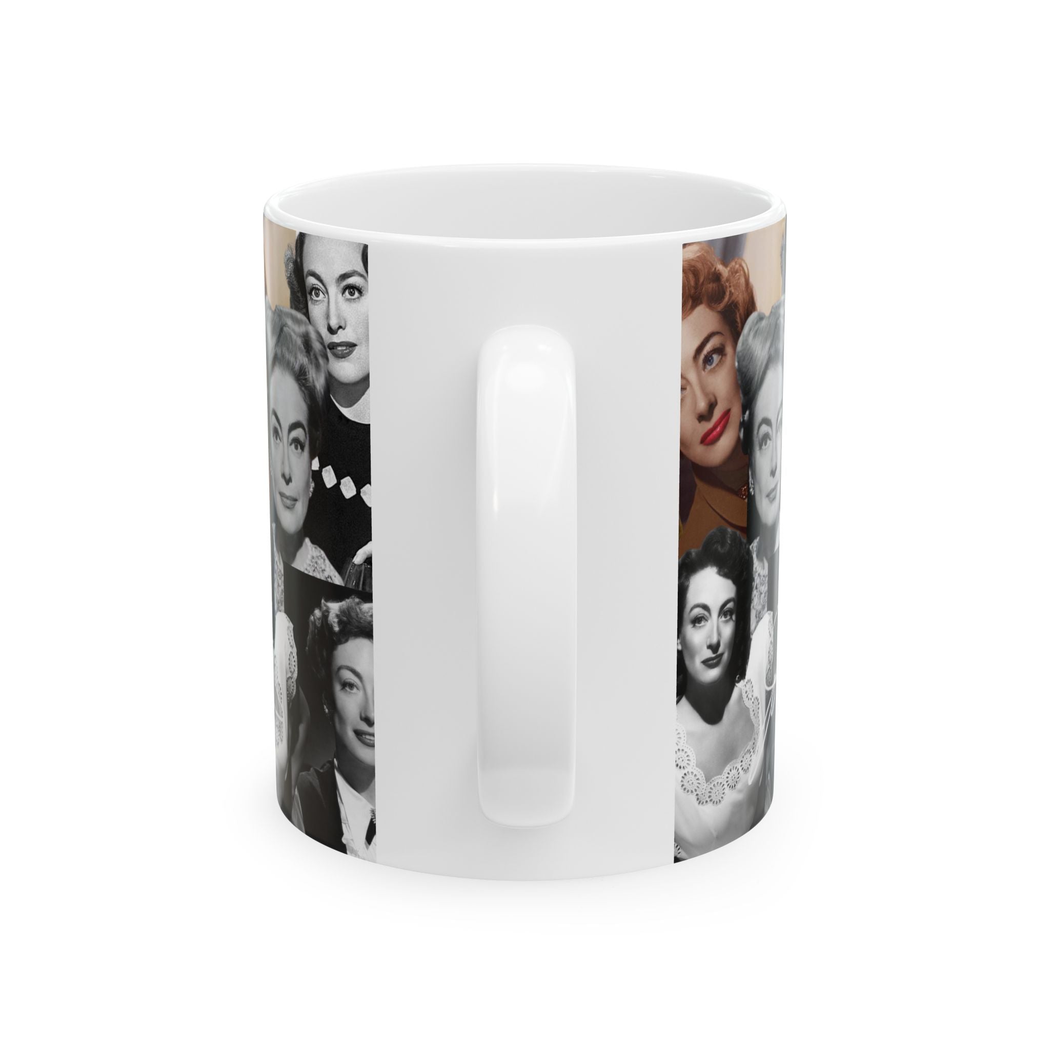 Retro Hollywood Actress Joan Crawford Collage Mug — Vintage Glamour Ceramic Coffee Cup (11oz/15oz) - Creations by Chris and Carlos