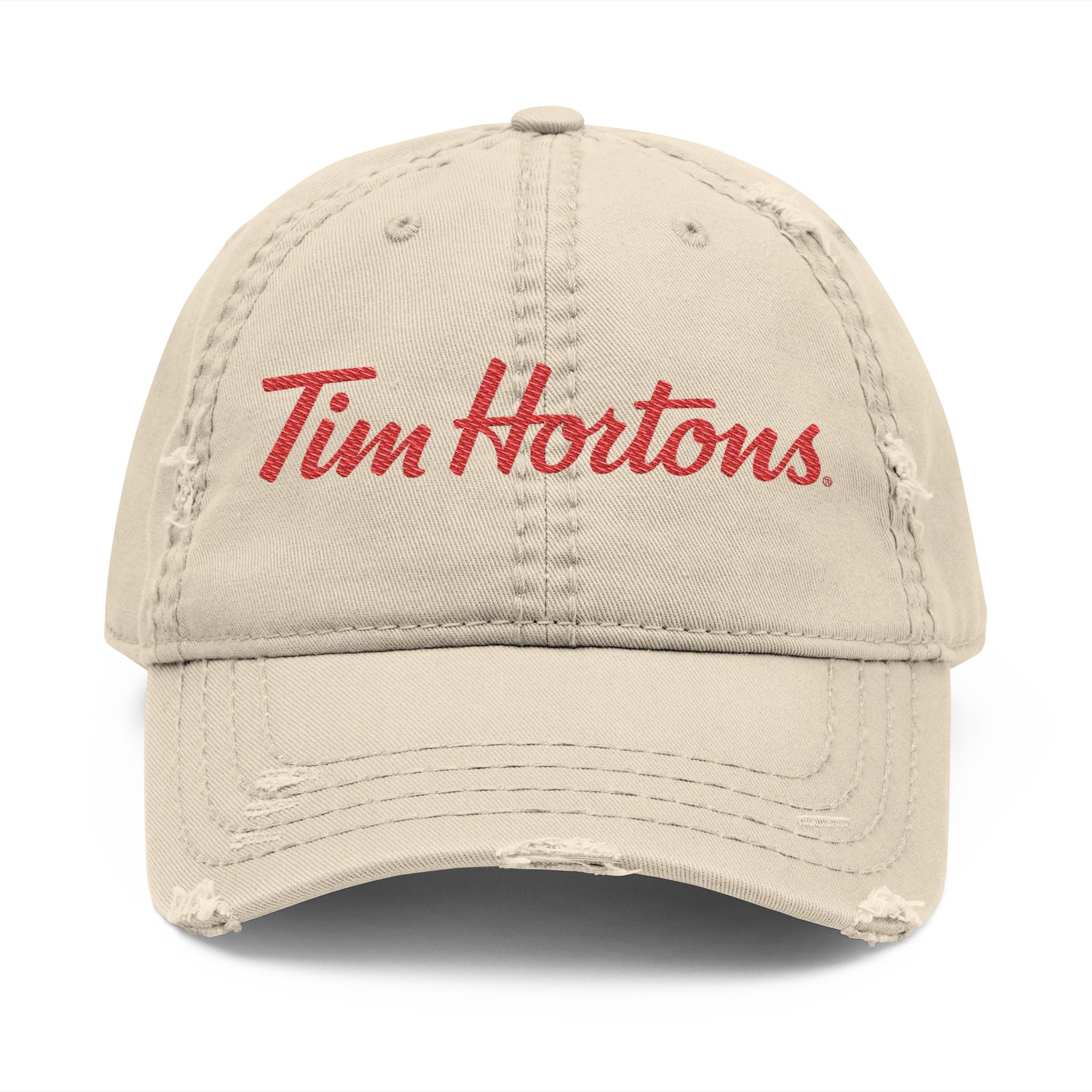 Tim Hortons Embroidered Distressed Dad Hat — Washed Vintage Baseball Cap - Creations by Chris and Carlos