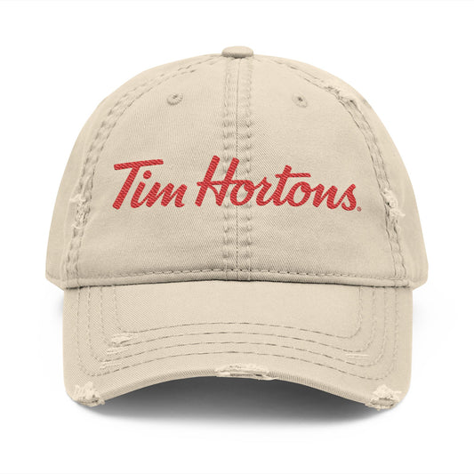 Tim Hortons Embroidered Distressed Dad Hat — Washed Vintage Baseball Cap - Creations by Chris and Carlos