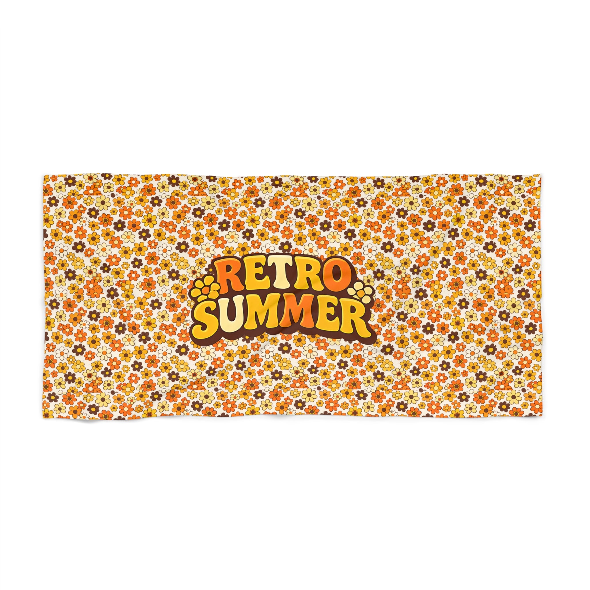 Retro Summer Beach Towel — 70s Floral Pattern, "Retro Summer" Graphic - Creations by Chris and Carlos