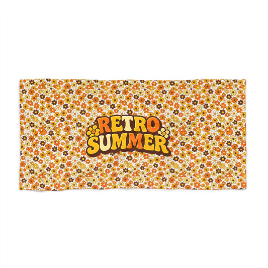 Retro Summer Beach Towel — 70s Floral Pattern, "Retro Summer" Graphic - Creations by Chris and Carlos