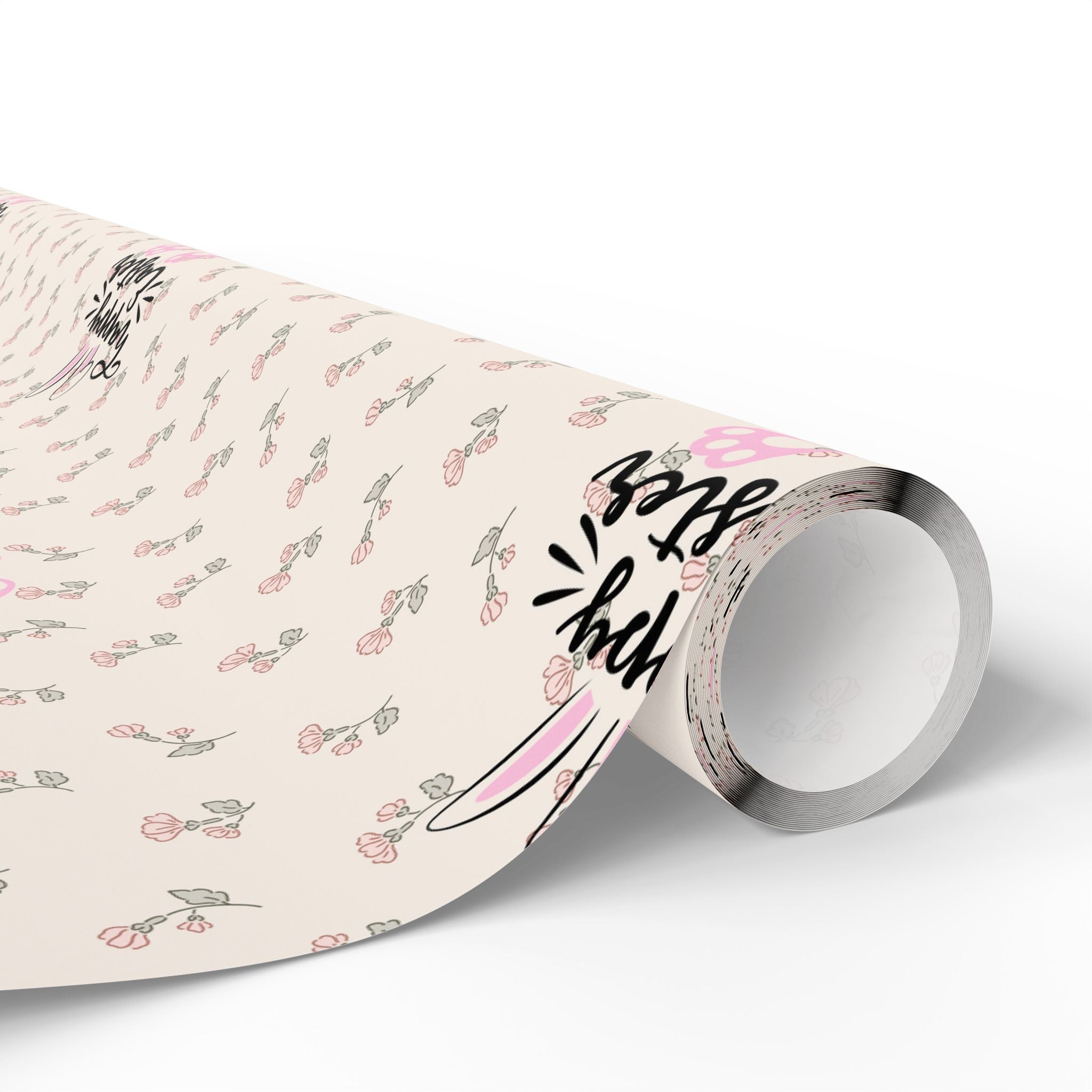 Easter Floral Mini Rose Wrapping Paper Roll — Pink Rosebud Gift Wrap - Creations by Chris and Carlos