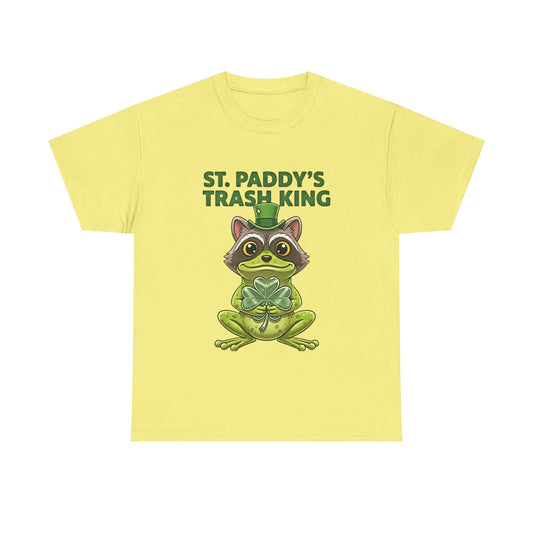 St. Paddy's Trash King T-Shirt — Funny Raccoon Frog Shamrock St. Patrick's Day Tee - Creations by Chris and Carlos