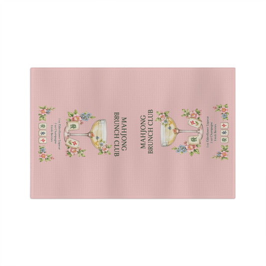 Mahjong Brunch Club Tea Towel — Pink Floral Microfiber - Creations by Chris and Carlos
