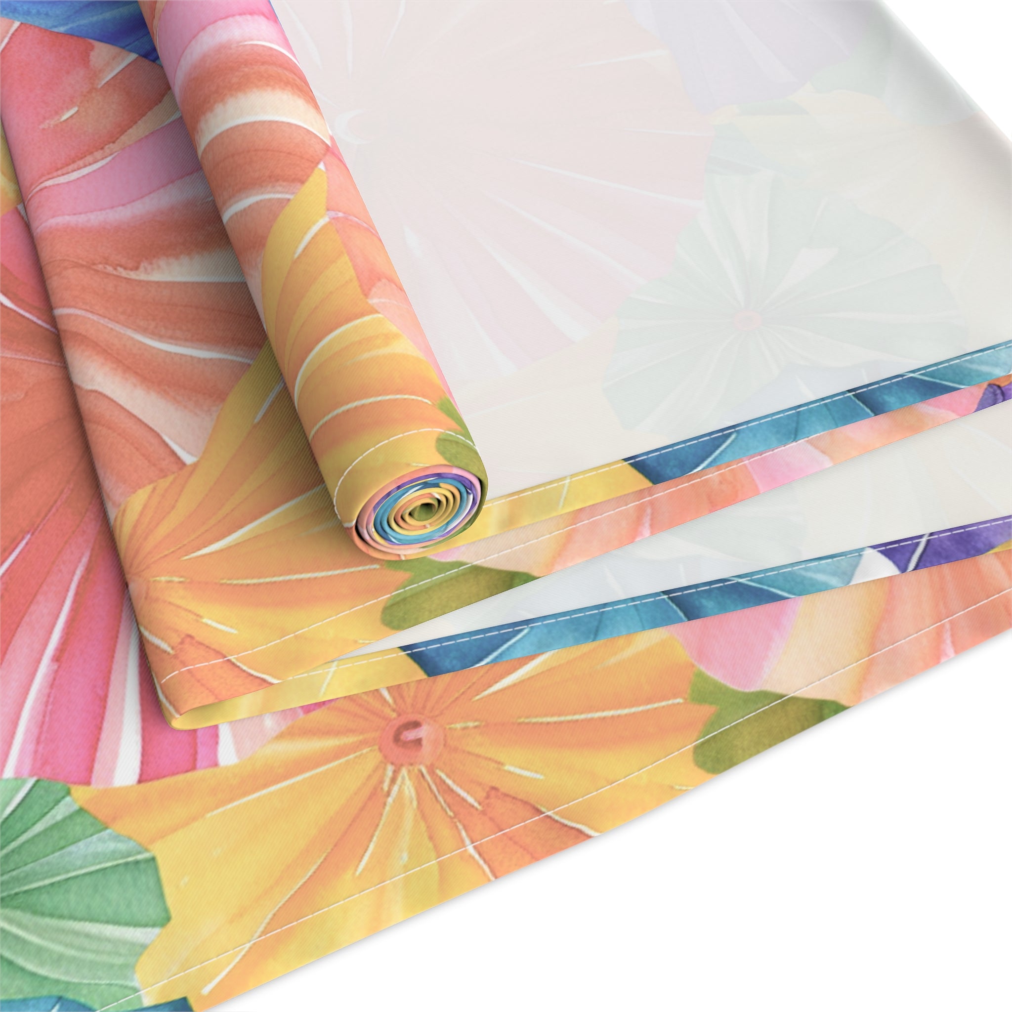 Floral Parasol Pattern Table Runner — Colorful Summer Umbrella Design - Creations by Chris and Carlos