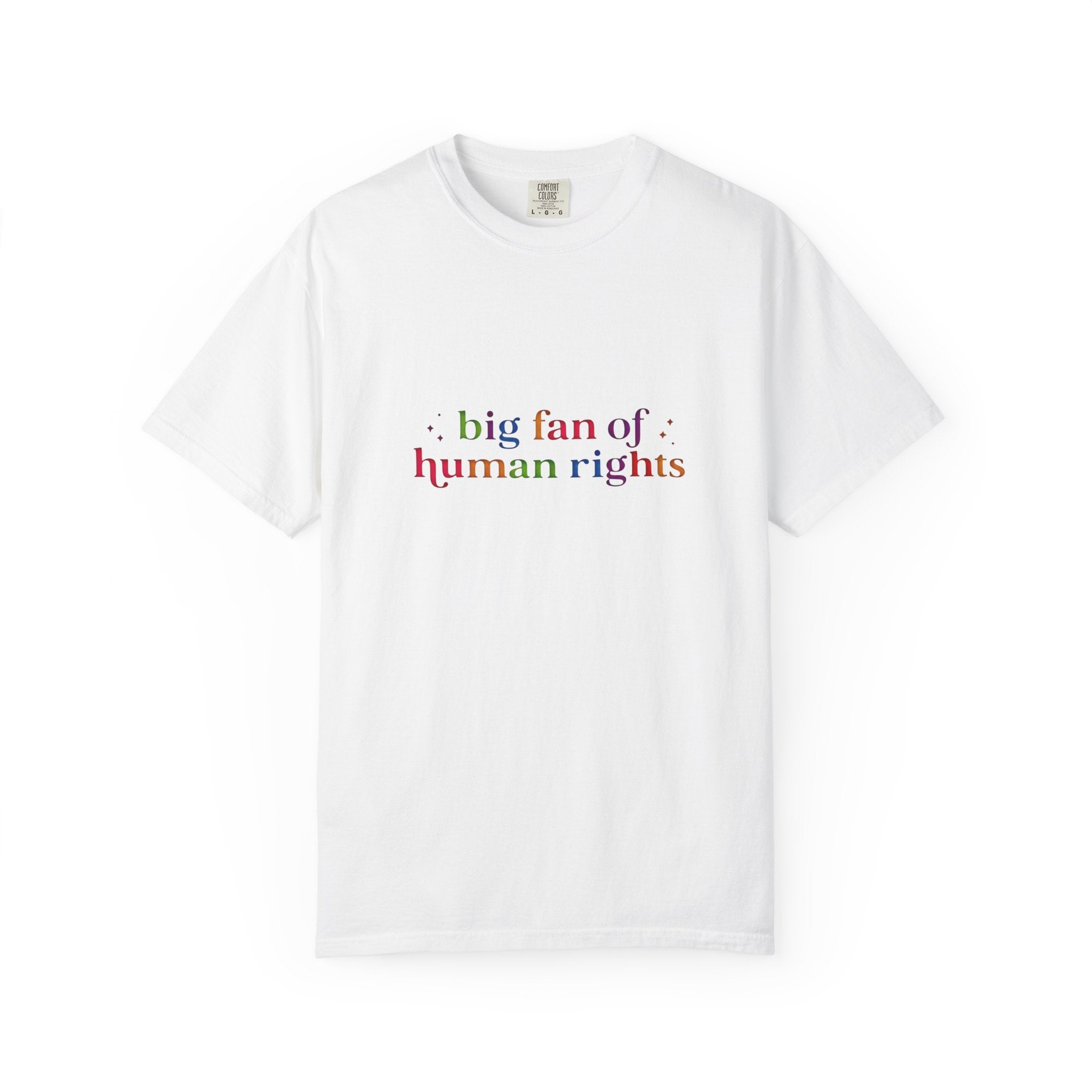 T-Shirt — "Big Fan of Human Rights" Graphic Tee (Equality & Activism Icons) - Creations by Chris and Carlos