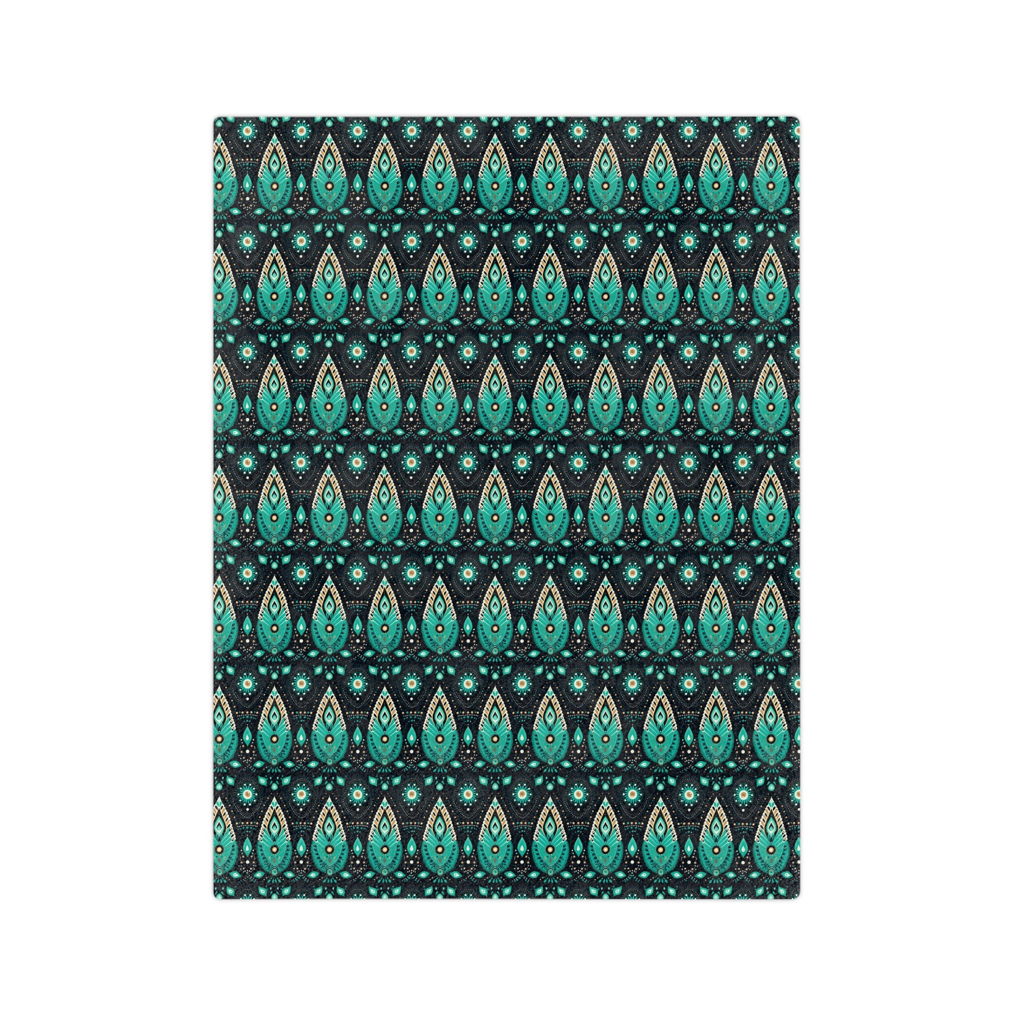 Sol y Alegría (Sun and Joy) Collection-Teal Paisley Velveteen Microfiber Blanket Soft Boho Throw for Bedroom & Travel - Creations by Chris and Carlos