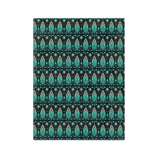 Sol y Alegría (Sun and Joy) Collection-Teal Paisley Velveteen Microfiber Blanket Soft Boho Throw for Bedroom & Travel - Creations by Chris and Carlos