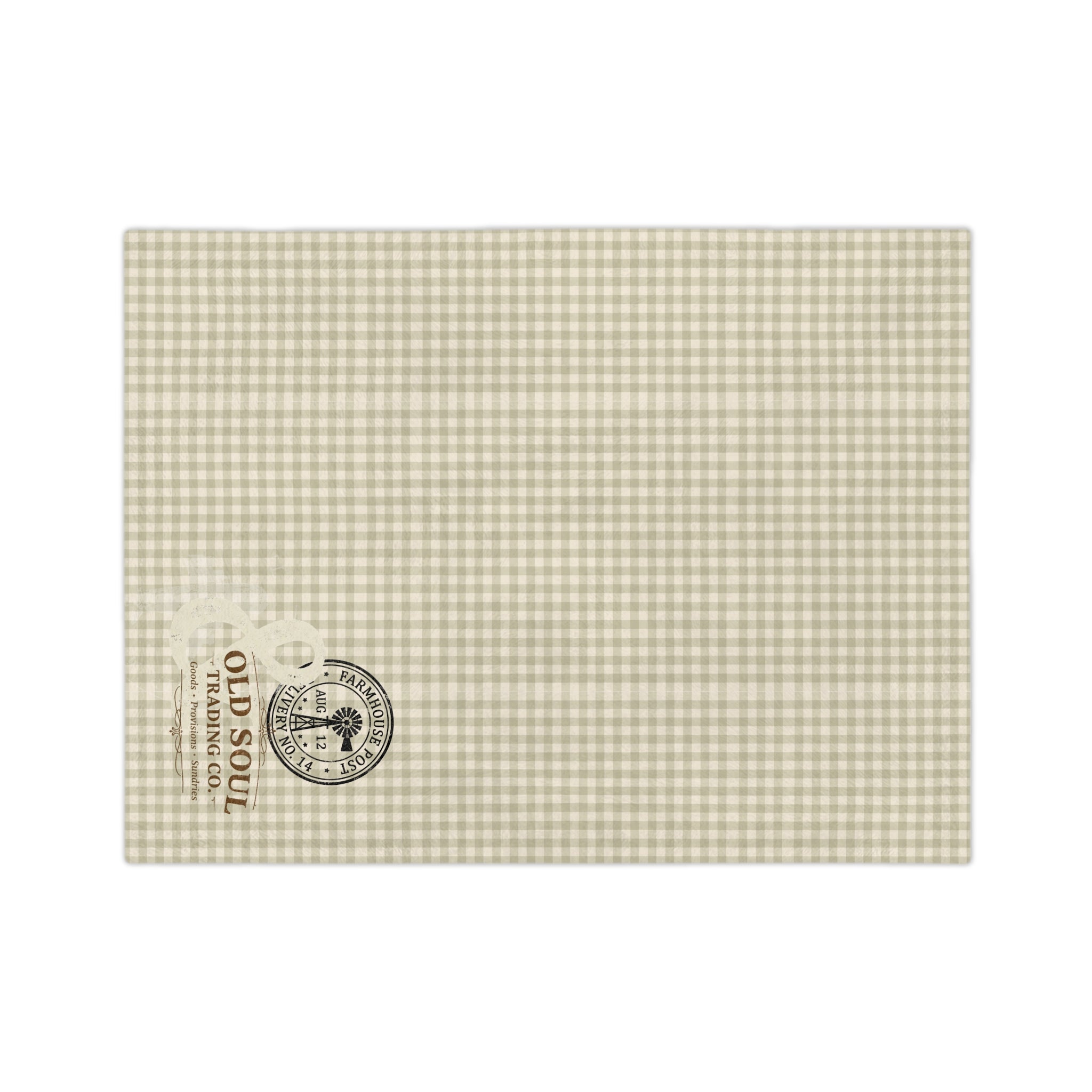 Velveteen Microfiber Blanket — Vintage Plaid 'Old Soul Trading Co.' Cozy Throw - Creations by Chris and Carlos