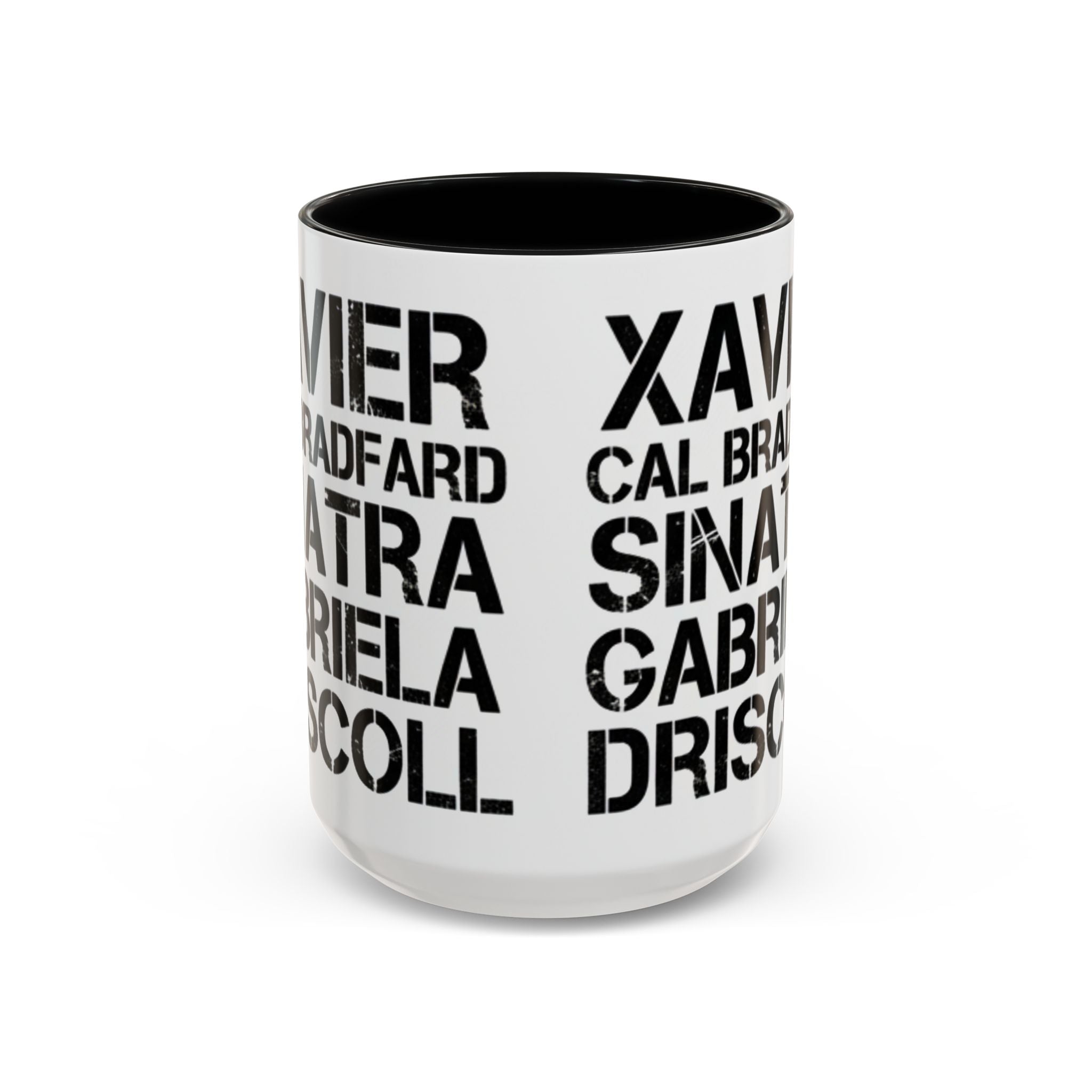 Paradise TV Show Typography Names Accent Coffee Mug — Bold Black Name List Design (11/15oz) - Creations by Chris and Carlos
