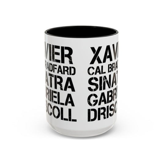 Paradise TV Show Typography Names Accent Coffee Mug — Bold Black Name List Design (11/15oz) - Creations by Chris and Carlos