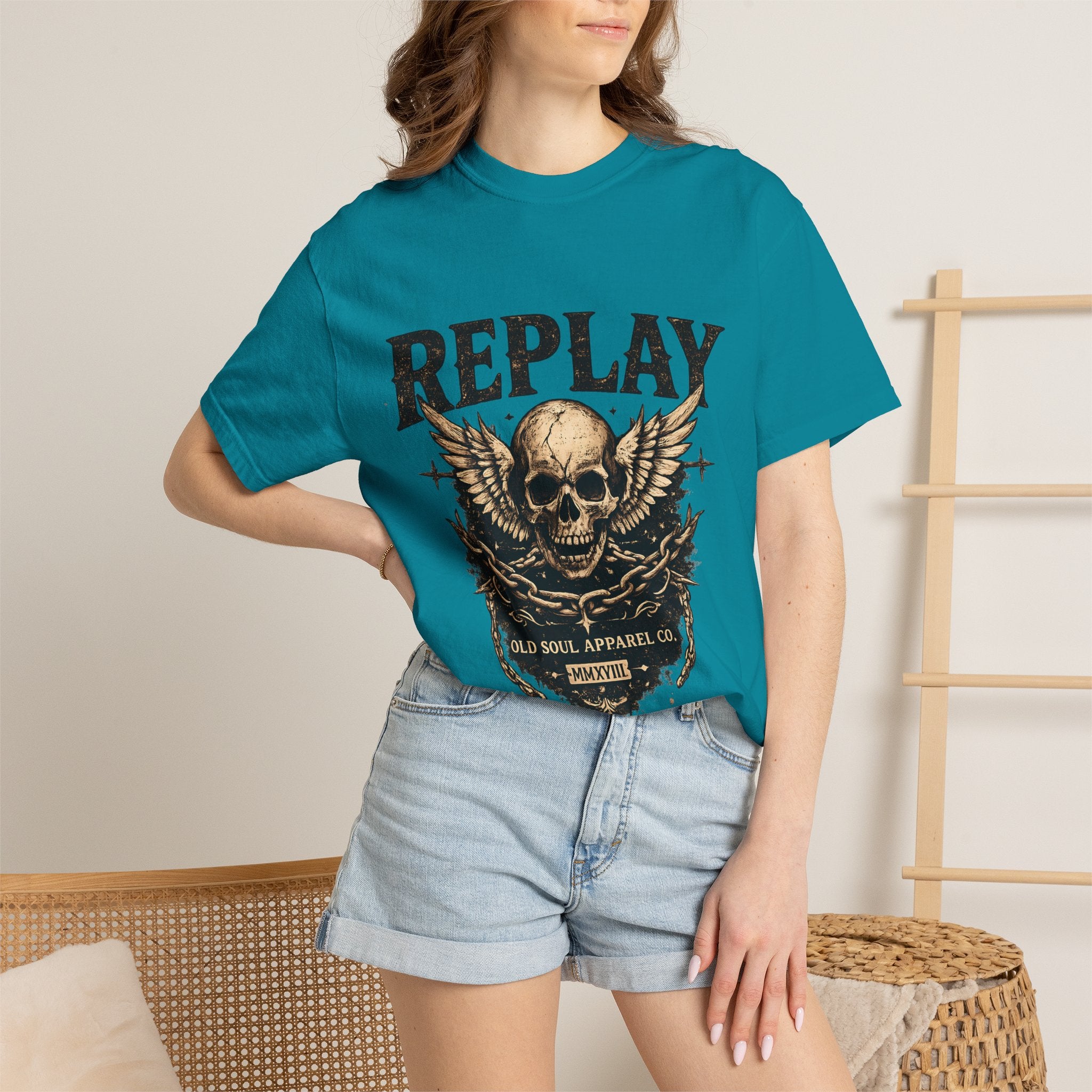 Replay Skull T-Shirt — Vintage Rock Graphic Tee - Creations by Chris and Carlos