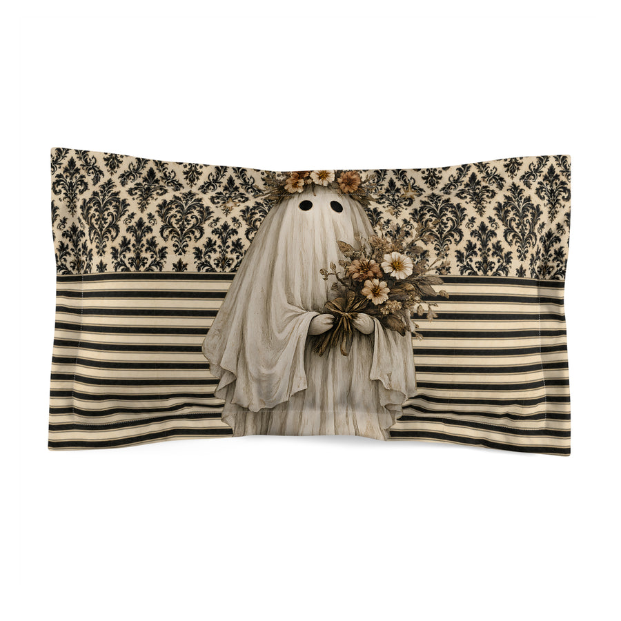 Vintage Ghost Pillow Sham — Floral Bouquet Halloween Decorative Pillowcase Old Soul Hallow | Moon & Manor