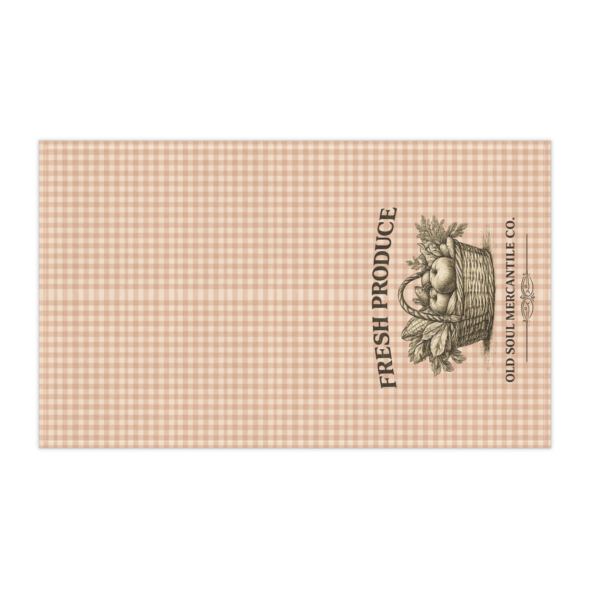 Fresh Produce Gingham Tea Towel – Vintage Farmhouse Cotton Kitchen Towel - Creations by Chris and Carlos