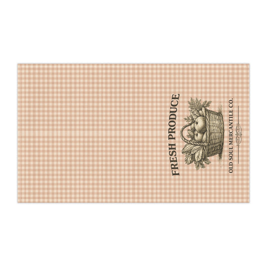 Fresh Produce Gingham Tea Towel – Vintage Farmhouse Cotton Kitchen Towel - Creations by Chris and Carlos
