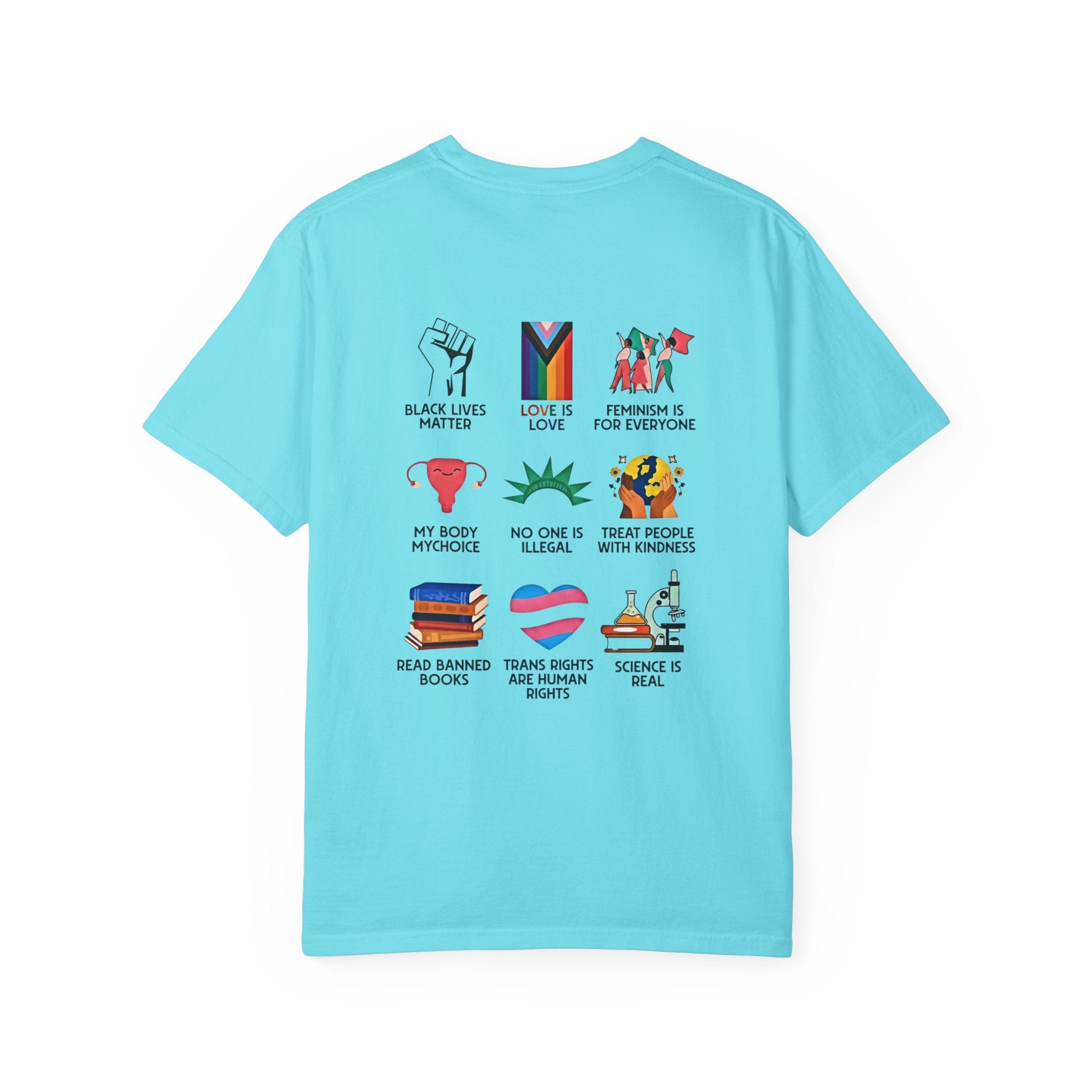T-Shirt — "Big Fan of Human Rights" Graphic Tee (Equality & Activism Icons) - Creations by Chris and Carlos