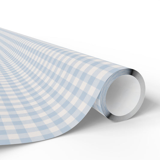 Wrapping Paper Roll — Light Blue Gingham Check Gift Wrap - Creations by Chris and Carlos