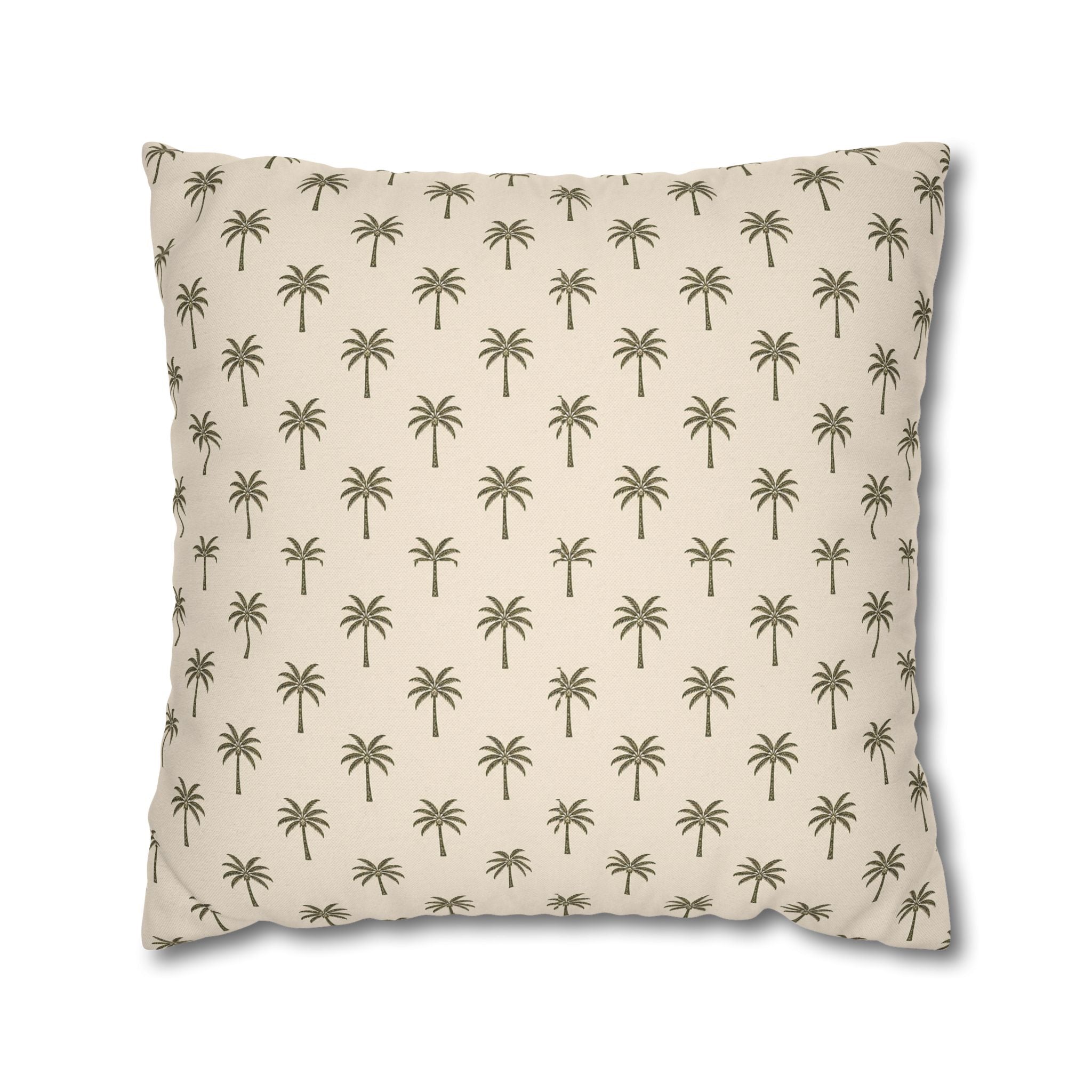 Palm Pattern Square Pillowcase — Tropical Beige Decorative Throw Pillow Cover - Creations by Chris and Carlos