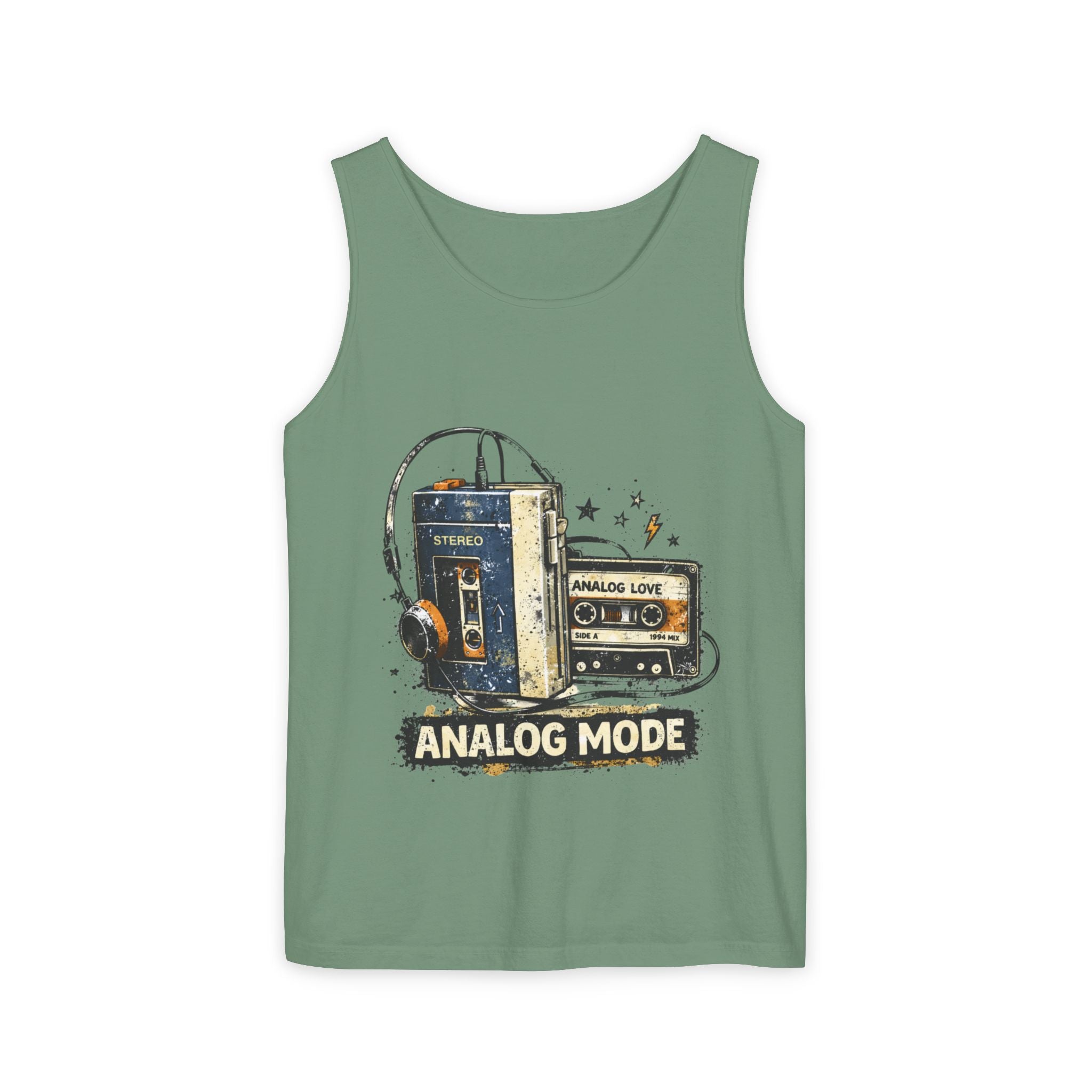 Analog Mode Tank Top — Retro Cassette & Headphones Vintage Music Tee - Creations by Chris and Carlos
