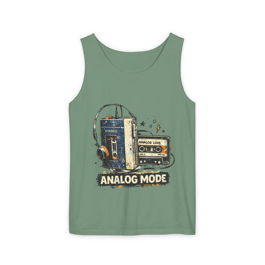 Analog Mode Tank Top — Retro Cassette & Headphones Vintage Music Tee - Creations by Chris and Carlos