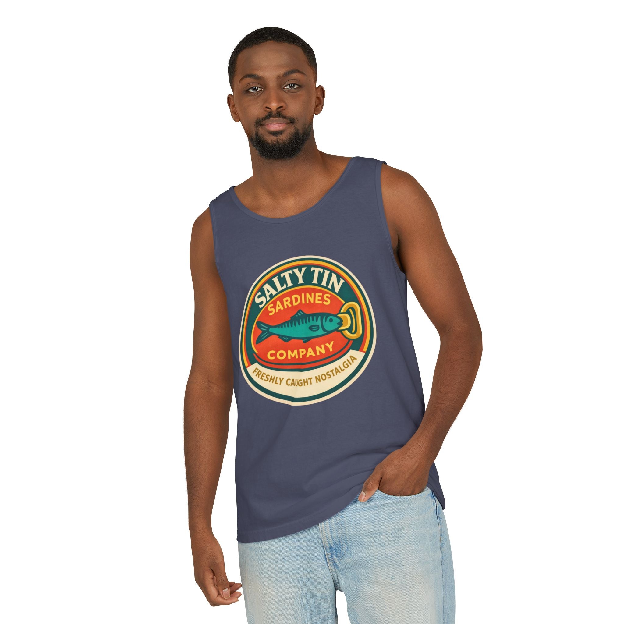 Salty Tin Sardines Vintage Logo Tank Top - Creations by Chris and Carlos