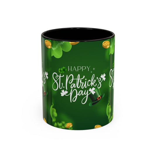 Happy St. Patrick's Day Coffee Mug – Green Shamrock & Gold Coin 11/15oz - Creations by Chris and Carlos