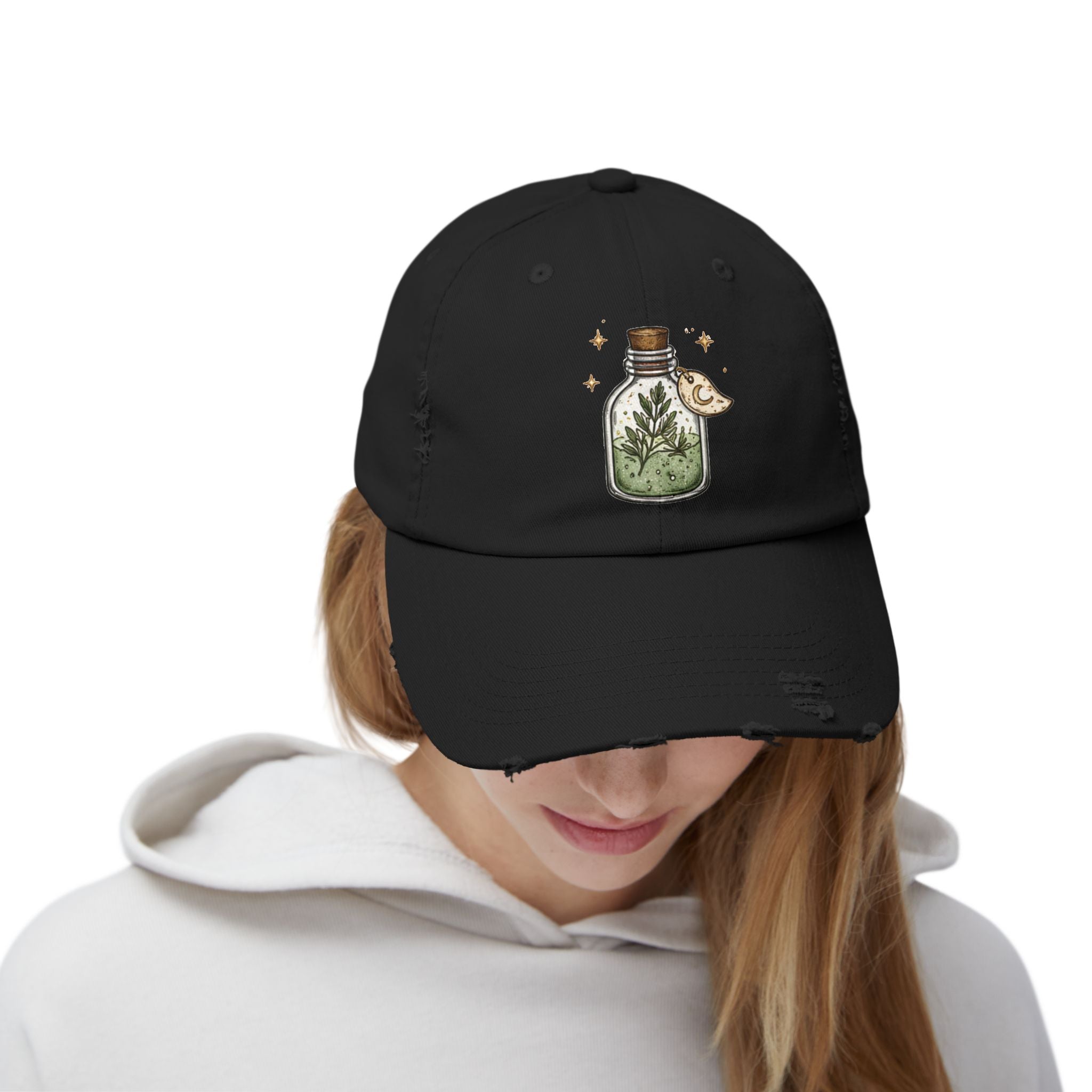Old Soul Apothecary Distressed Black Cap — Mushroom & Herb Bottle Patch - Creations by Chris and Carlos